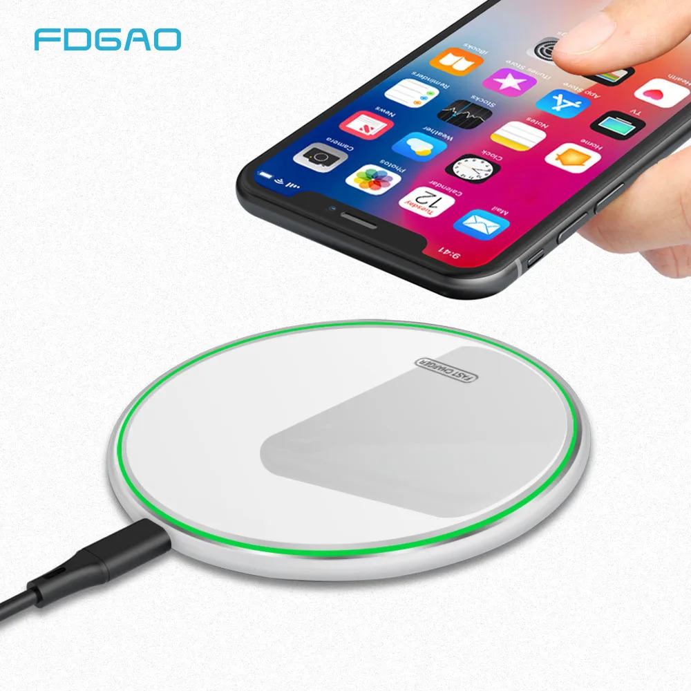 

FDGAO 10W Fast Qi Wireless Charger For iPhone X/XS Max XR 8 Plus Mirror Wireless Phone Charging Pad For Samsung S9 S10+ Note 9 8