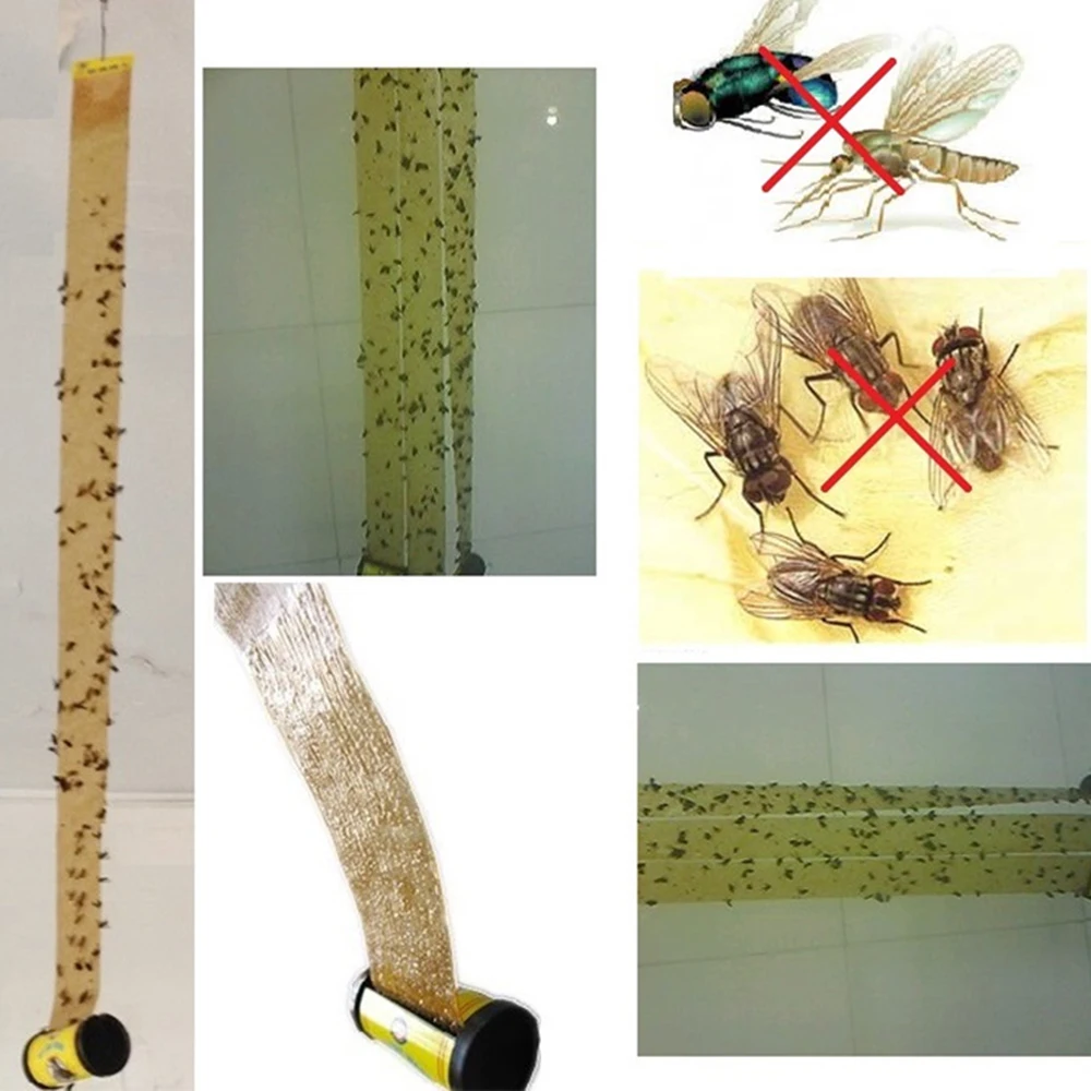 

4 Rolls Sticky Fly Glue Paper Flies Insect Bug Eliminate Fly Paper Bug Mosquito Killer Buzz Fly Catcher Trap Device