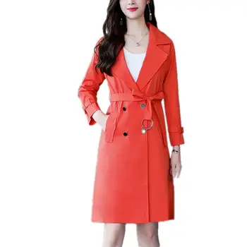 

Women Plus size Fashion Long Trench Coat Spring Autumn Women's Wool Blend Overcoat Female Double Breasted Trenchcoat