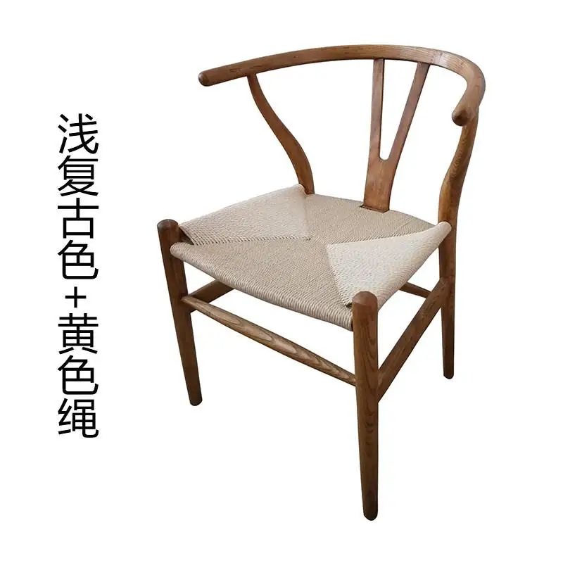 Нордический обеденный стул современный простой домашний стол и стул китайское кресло цельное деревянное кресло спинка стул белый воск дерево Y cha - Цвет: style 7