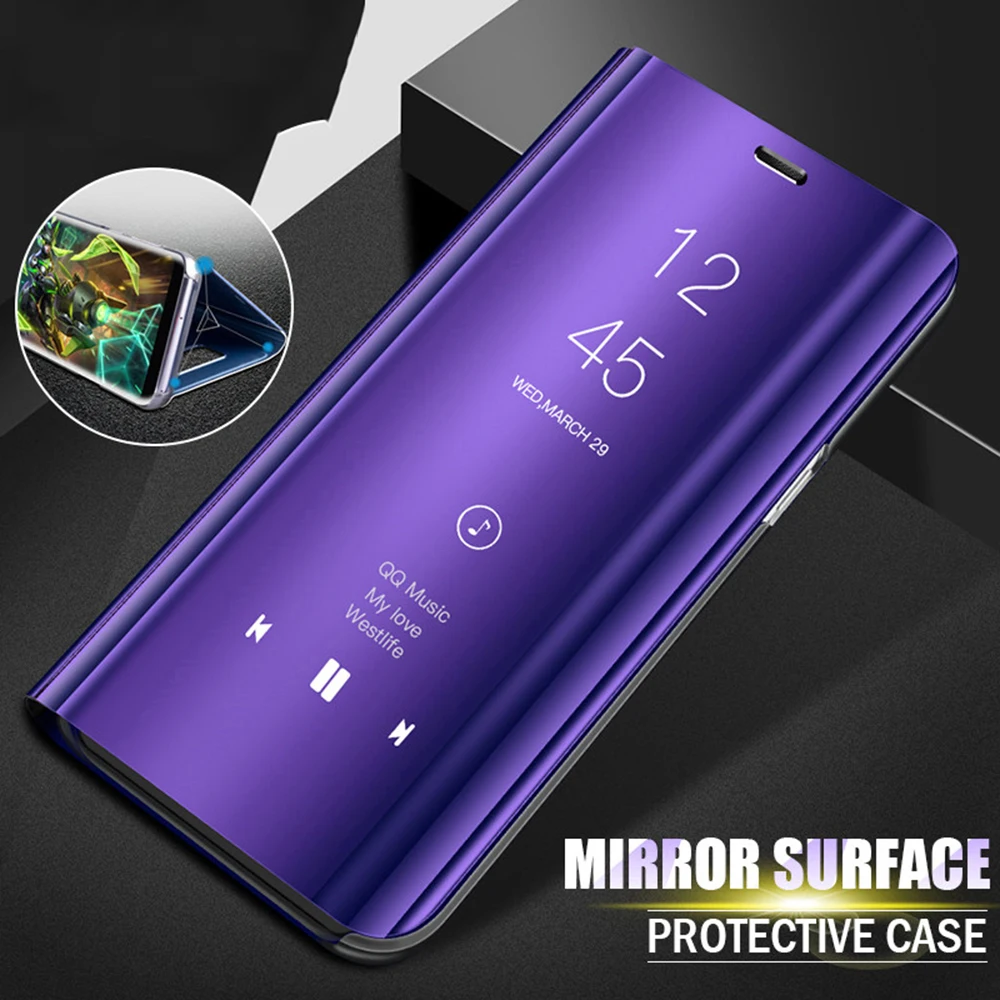 

Smart Mirror Flip Case For Samsung Galaxy S10 S9 S8 Plus Note 8 9 S7 Edge Clear View Smart Cover for Samsung S10e A7 A8 2018