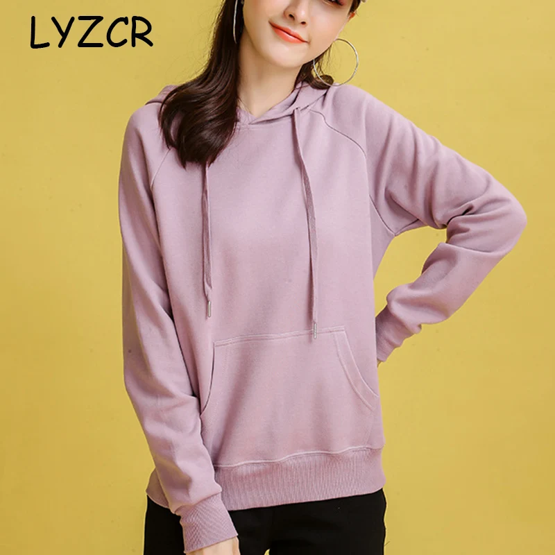 Goedkoop Lente Chic Hoodies vrouwen Sweatshirt Vrouwelijke Vriendje Losse Paars Hoodies Sweatshirts Vrouwen Losse Sweatshirt Met Capuchon