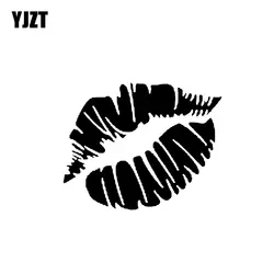 YJZT 12,7 см * 10,1 см губы поцелуи виниловая наклейка стикер автомобиля черный/серебристый C3-0210