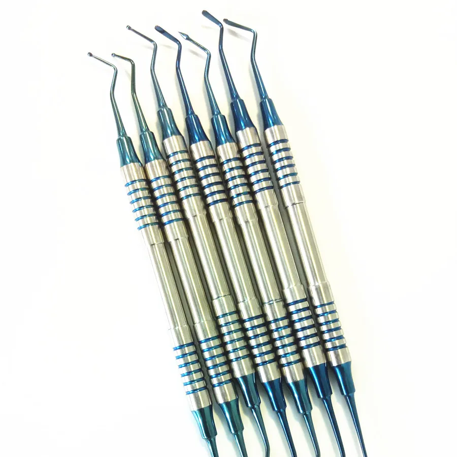 7 шт. зубная композитная смола для наполнения шпателем с титановым покрытием, набор наполнителя из смолы с толстой ручкой, набор для восстановления, стоматологический инструмент