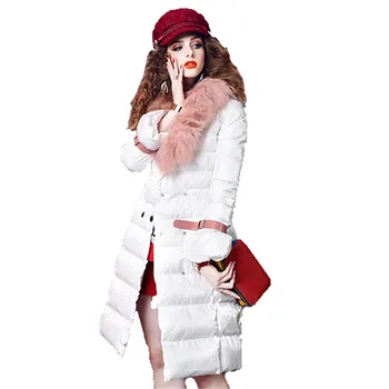 

Parka coat women white black pink 019 new Europe and American long sleeve lapel loose fashion Slim warmth clothes feminina JD465