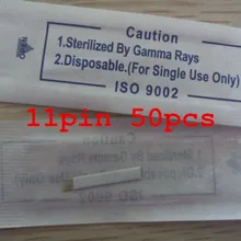 11 pin 50 шт ручные иглы для татуажа для подводки глаз Перманентный макияж иглы для микроблейдинга бровей