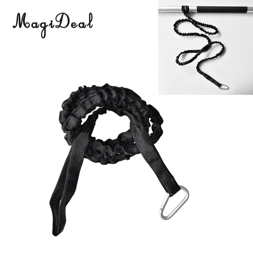 MagiDeal 61.4' Cinch-Lock Webbing Kayak Canoe Paddle Leash Fishing Rod Holder Accessory With Carabiner Black | Спорт и
