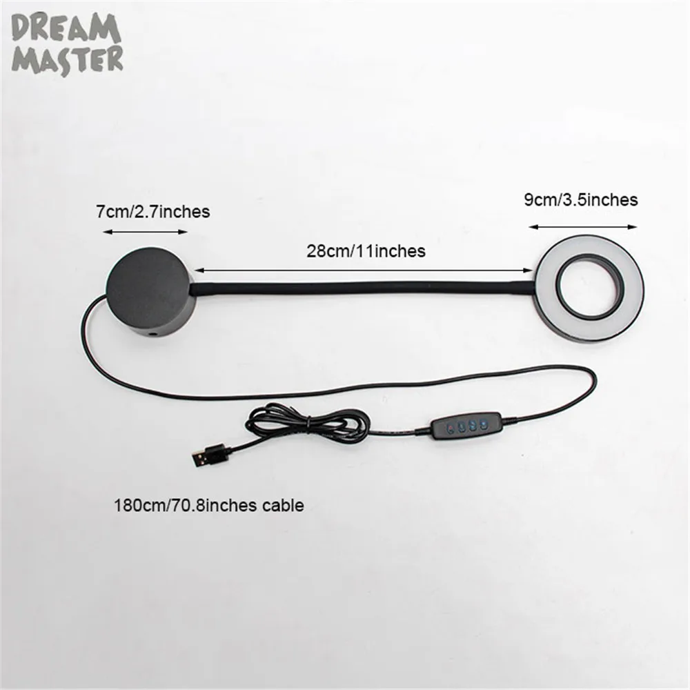 New 5W dimmable LED wall lamp black white DC5V USB dimming led wall lights for bedside reading gooseneck bedroom lamp