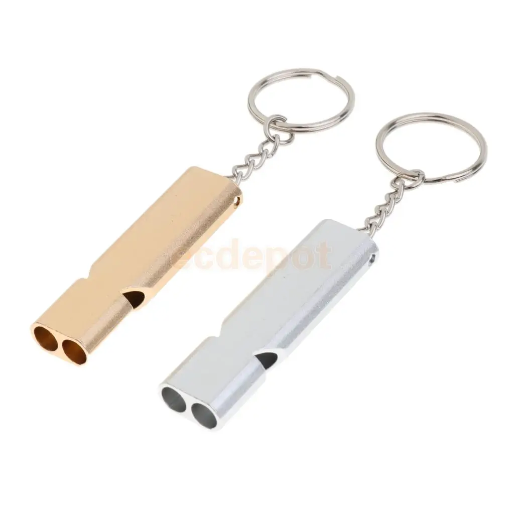 2Pcs Outdoor Double Tube Emergency Survival Whistles for BIrd Parrot Dog Pet Training ( Random Color )