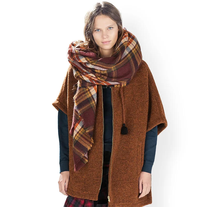 

New women tartan plaid square pashmina shawl scarves lady winter thick warm soft scarf luxury high quality super large 140*140