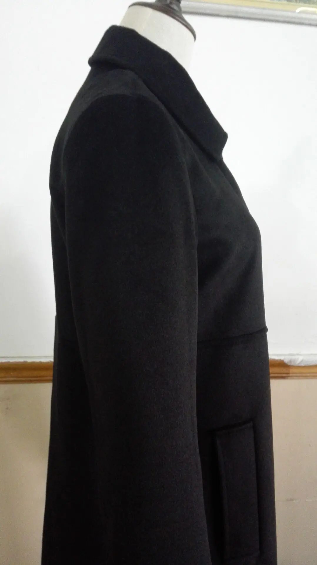 ZADORIN женские пальто и куртки зимнее длинное шерстяное пальто с длинным рукавом на одной пуговице с отворотом Тонкий черный шерстяной Блейзер Пальто