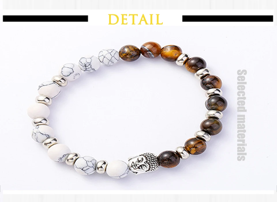 New Fashion Selection Stone Handmade Couple Eaded Bracelet Energy Buddhas Head Chakra Bracelets Male And Female Aura Buddha (4)