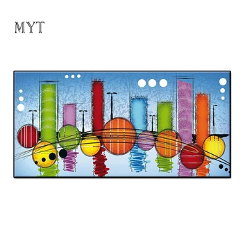 

MYT 100% Handpainted Cartoon Color Music Architecture Oil Painting On Canvas Wall Art Wall Picture for Living Room Home Decor
