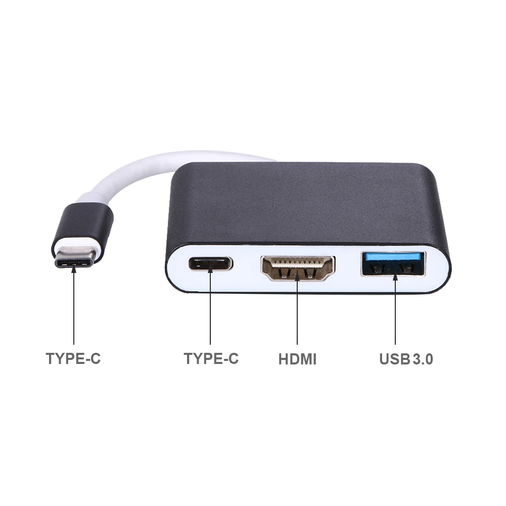 

Type-C 3.1 to USB3.0/ HDMI/ Type C Female Charger Adapter For Macbook Black