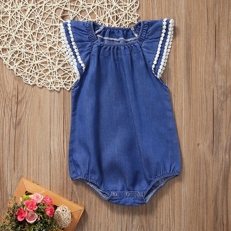 Summer Toddler Kids Baby Girls Infant Clothes Denim Jumpsuit Outfits