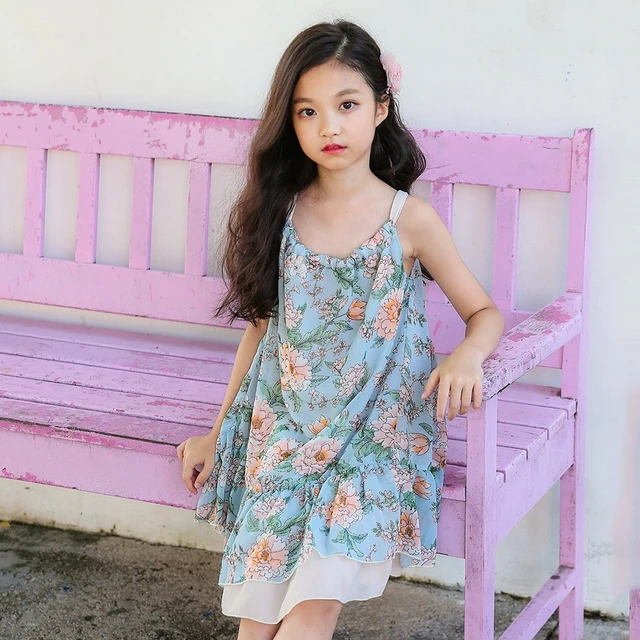 Patrón floral vestido de verano de las 2018 vestidos de bebé niña vestidos de ropa casual sin mangas vestido para niña _ - AliExpress Mobile