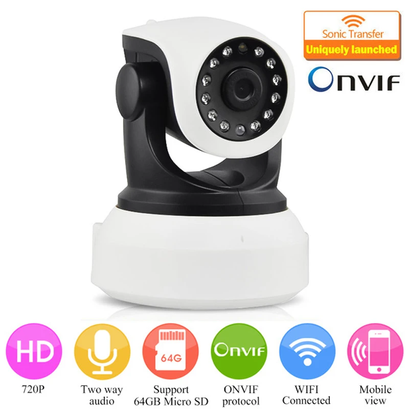 Vandalproof HD 720P Wireless WiFi IP Camera Indoor PTZ Home Security Network IP Camera 3.6mm Auto-focus H.264 IP Cam C7824WIP