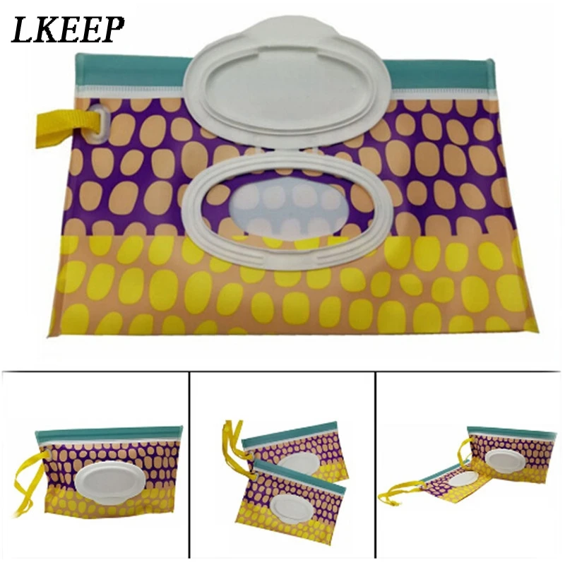 Wet Wipes Bag Clamshell Wipes Container Wipes Eco-friendly Tissue BoxesCosmetic Pouch Clutch and Clean Easy-carry Snap-strap