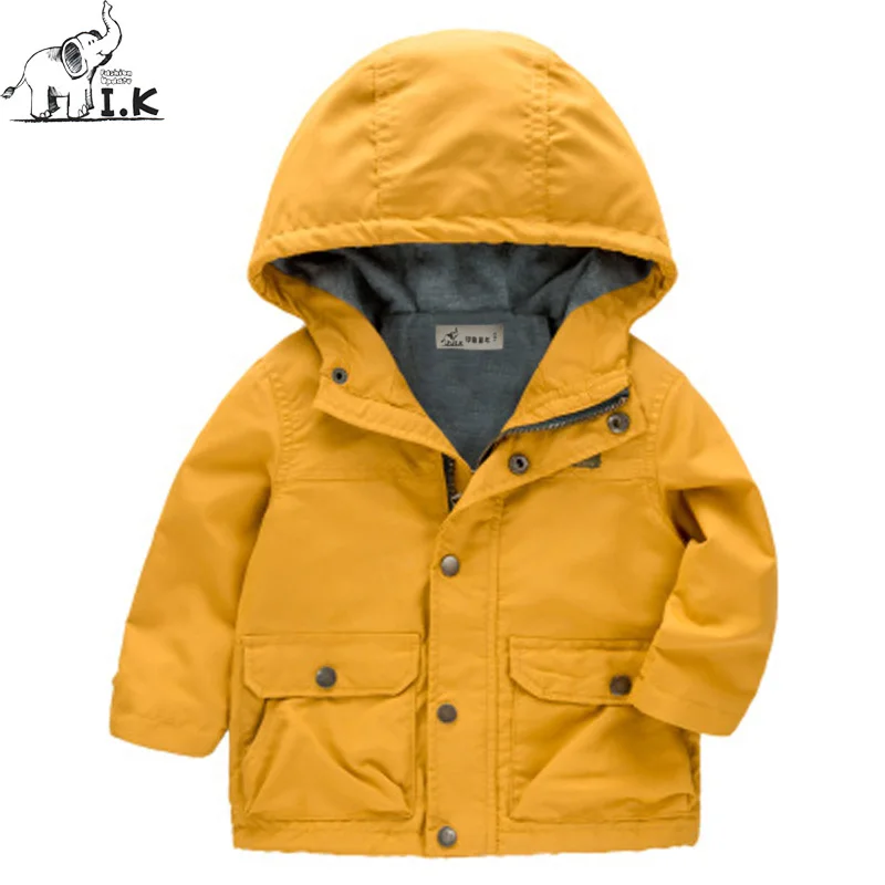 

I.K infant boys warm hooded zipper windproof trend coat little kids fleece outwear child cotton jacket WT24055 New Autumn 2018