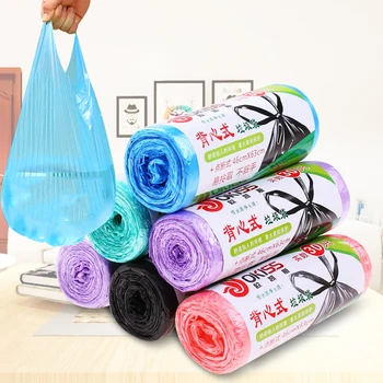 

120PCS Vest Type Trash Bags Kitchen Disposable Black Home Plastic Bag Broken Thick Garbage roll household Kitchen Cleaning Bag
