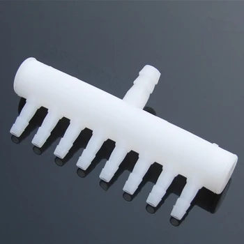 

5pcs 8MM Input Port Separated 8 Ways Outlet Gas Discharging Work Air Water Oxygen pump splitter Tap Aquarium 1 to 8 Flow Joint