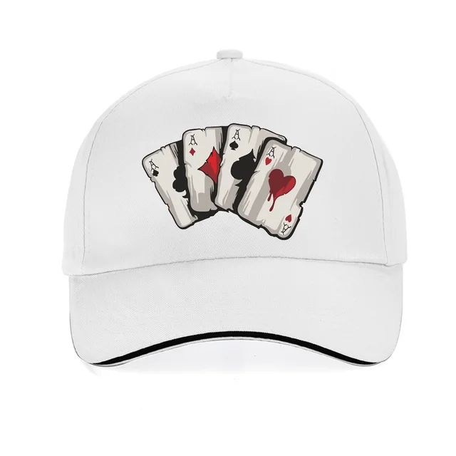 New design cartoon playing cards100%Cotton Dad cap Old Playing Card Baseball caps fashion Unisex adjustable snapback hat gorras white
