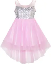 Sunny Fashion Fleur Filles Robe Sequin Mesh Salut-lo De Mariage Pageant D’anniversaire 2017 D’été Princesse Robes de Soirée Vêtements Taille 7-14