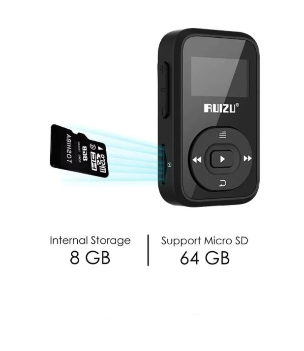 Оригинальный мини mp3 плеер RUIZU X26 с поддержкой Bluetooth 8 ГБ спортивный MP3 музыкальный