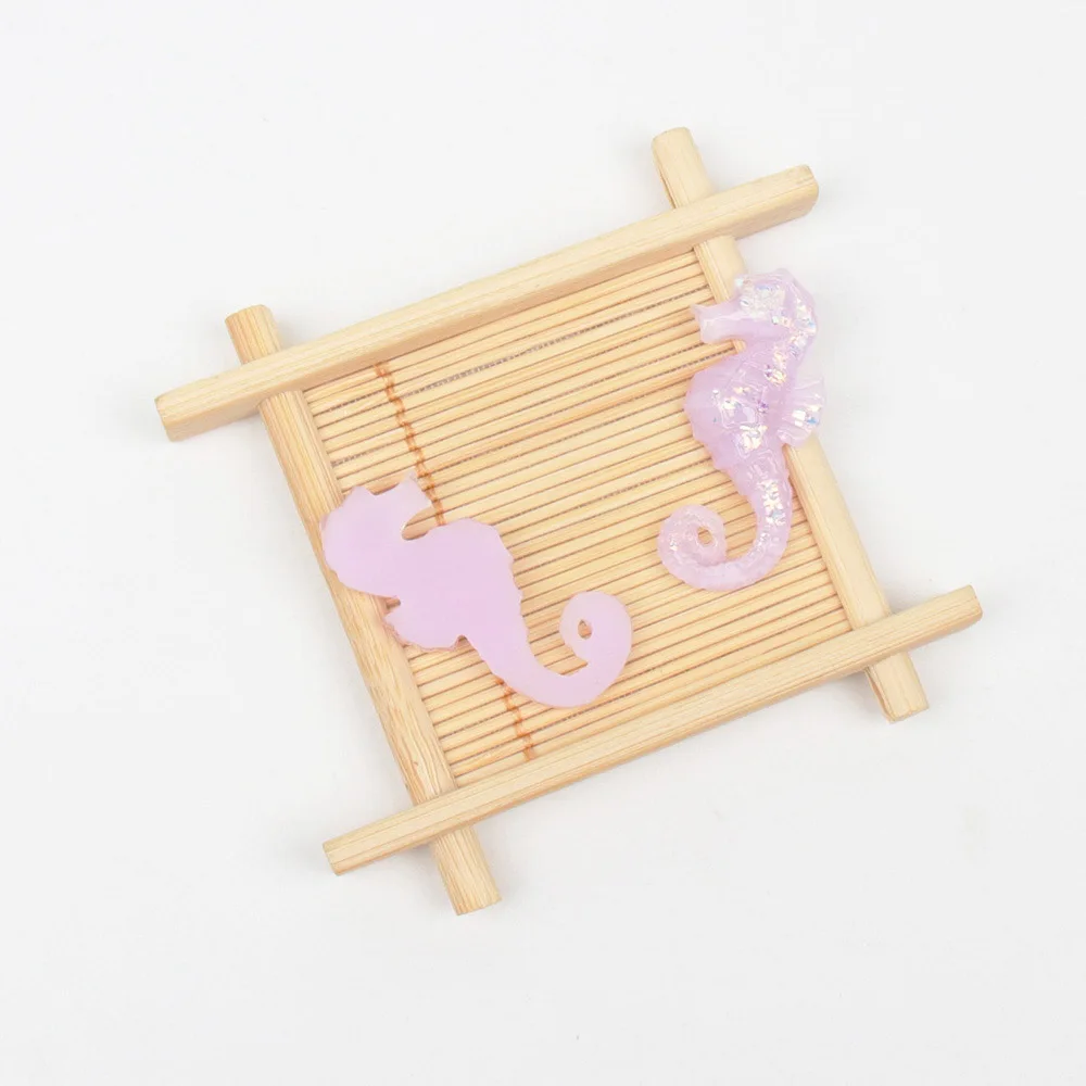 Purple 10 шт./пакет Симпатичные Seahorse блестки блесток смолы Flatback патчи Смола Кабошон для ремесел бант для волос Сделай Сам декоративный чехол для телефона аксессуары - Цвет: Purple