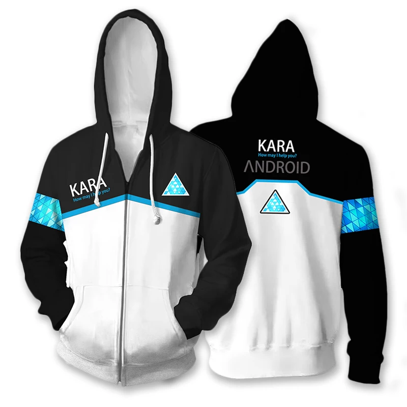 

3D Printed Hoodie Game Detroit: Become Human RK800 Connor Cosplay Zip Up Hooded Unisex Jacket Sweatshirt Hoody Streatwear Coat