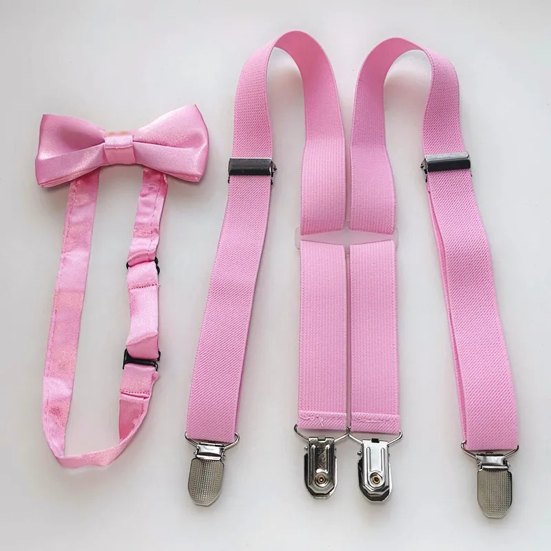 LB010-S размер светло розовый цвет чулок Bow Tie Наборы Дети Регулируемый 3 Cips 4 зажимы подтяжек набор галстуков Детская Вечеринка Одежда
