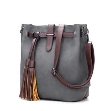 2016 Hot Autumn Winter Women Big Bucket Bags Vintage Fashion Fringe Tassel Messenger Bags Large Capacity Shoulder Crossbody Bag