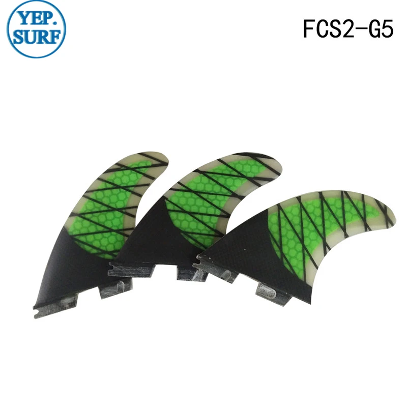 Surf FCS II G5 Fins, fcsii green Fibreglass carbon Fiber Fin