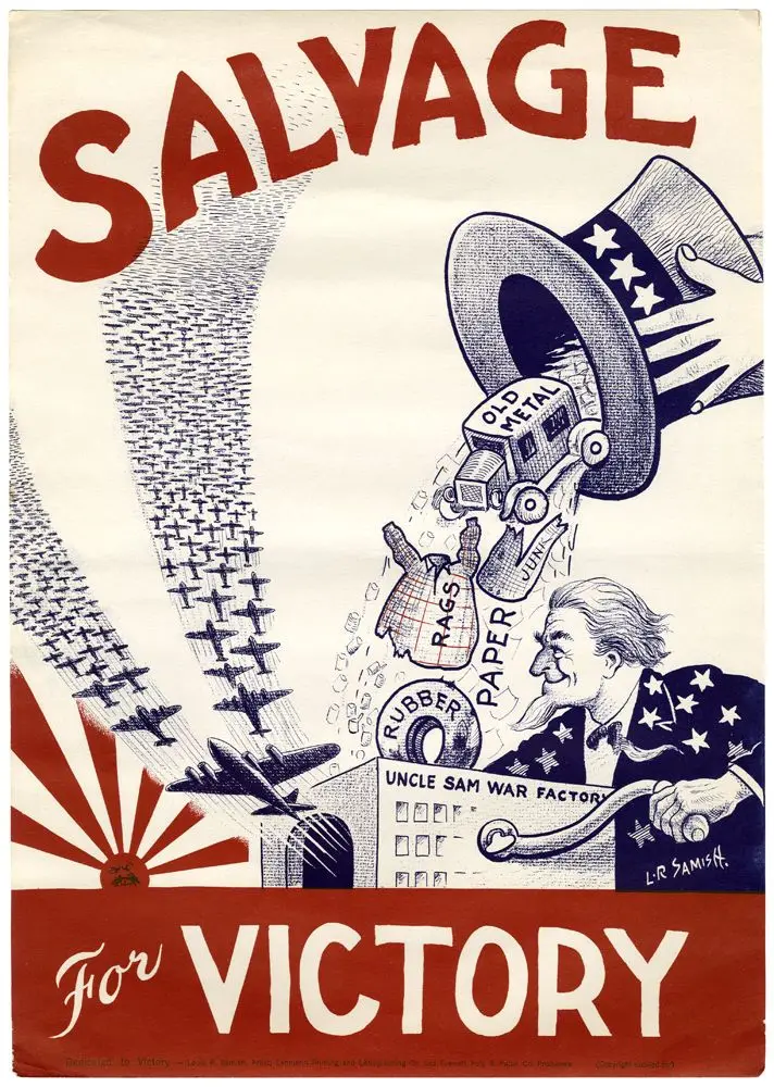SALVAGE FOR VICTORY WW2 War US Bonds Classic Vintage Retro Poster