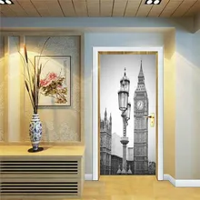 Топ Мода фреска черная вывеска Лондонское здание часы шаблон для гостиной Diy художественный плакат, наклейки на стену ворота украшения дома