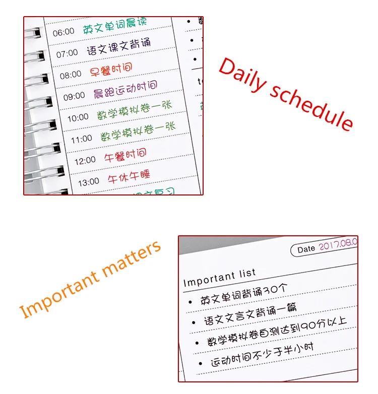 Ежедневный Еженедельный ежемесячный планировщик спиральная А5 записная книжка, органайзер для планирования времени, расписание для школы, офиса, Расписание, стационарное
