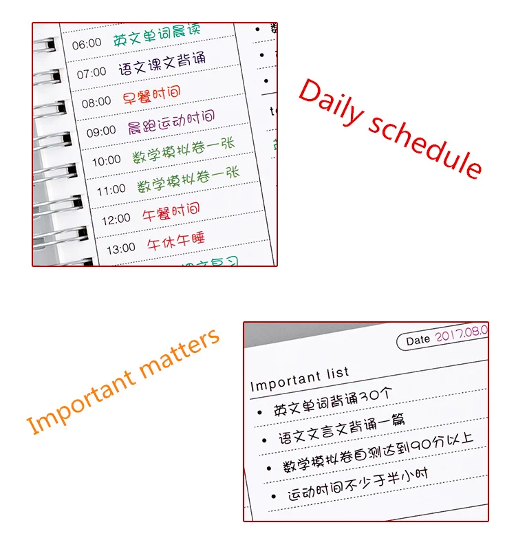 Ежедневно еженедельно ежемесячно 2019 Планировщик Спирали A5 Тетрадь время Memo планирования Органайзер с распорядком дня школы работы офиса