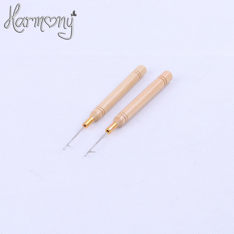 

HARMONY Stock Wooden Handle Pulling Needle/Micro Rings/Loop Needle Hair Extensions Tools 60pcs/lot