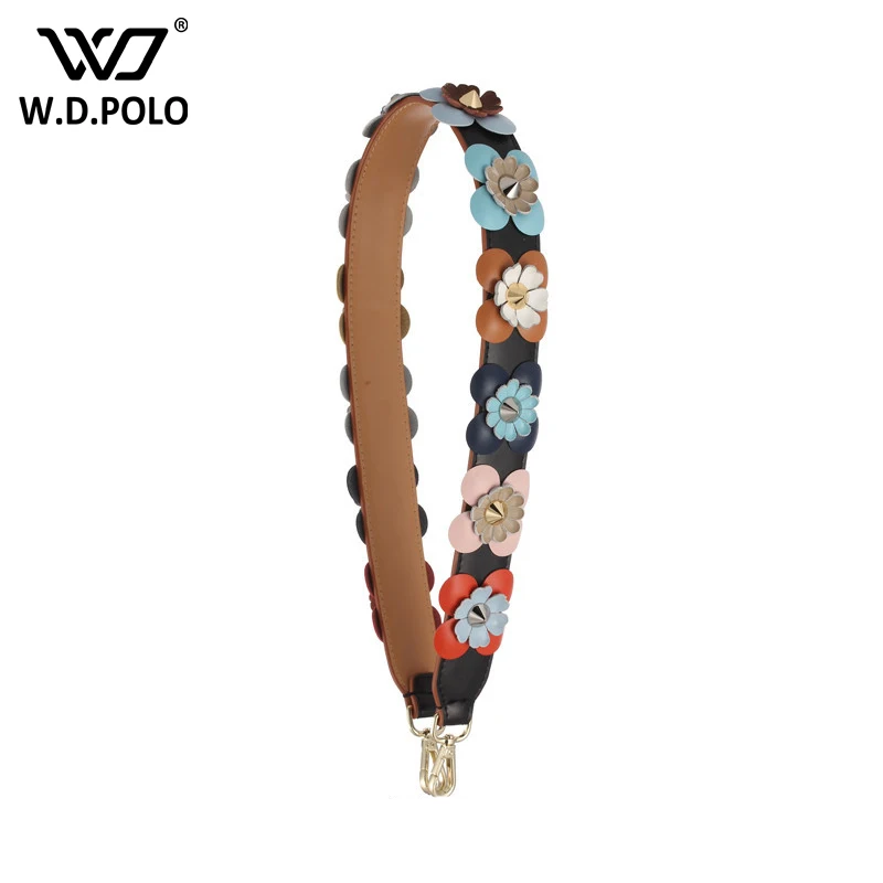 

WDPOLO new fashion flower design women bags strap easy matching gold buckle bags parts chic handle for bags C395