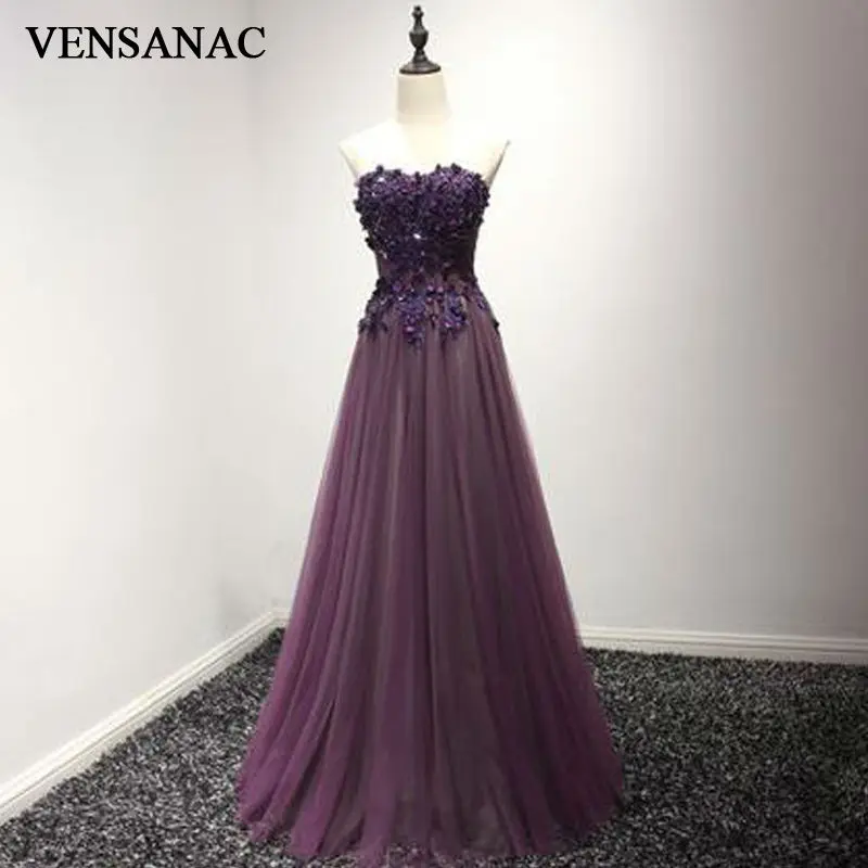 Женское вечернее платье без бретелек VENSANAC длинное ТРАПЕЦИЕВИДНОЕ ПЛАТЬЕ С