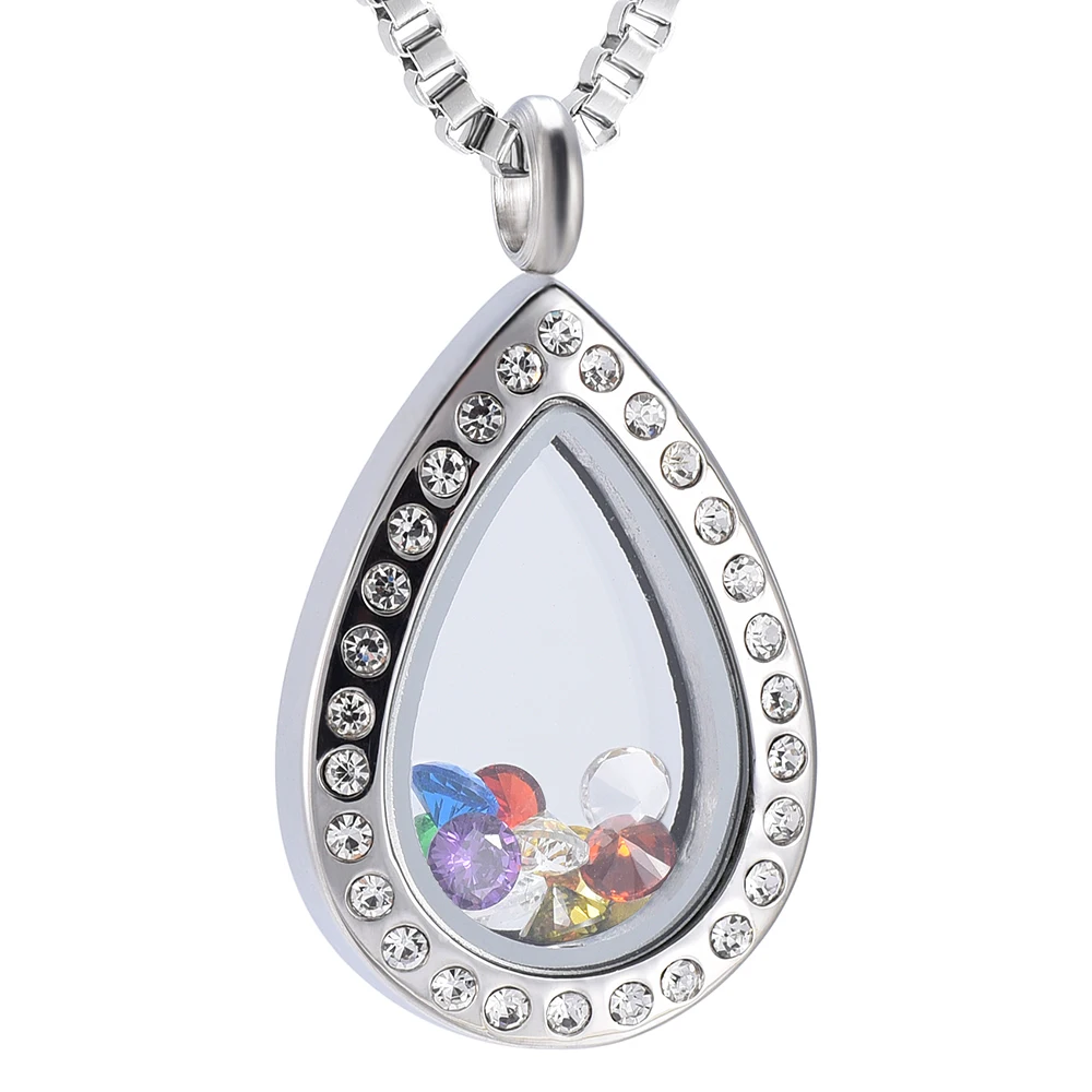 

Water Drop/ Teardrop Glass Memory Floating Charm Locket Pendant Cremation Keepsake Urn Ashes Necklace Stainless Memorial Jewelry