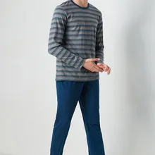 Брендовый осенний мужской пижамный комплект, домашняя одежда для сна, хлопковая одежда для сна больших размеров, мужская одежда высокого качества. распродажа