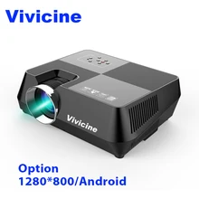 Vivicine 720P HD Projector, Optional Android WIFI Bluetooth HDMI USB PC Mini LED Proyector Handheld Movie Beamer for Video games