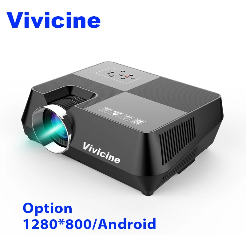 Vivicine 720P HD Projector, Optional Android WIFI Bluetooth HDMI USB PC Mini LED Proyector Handheld Movie Beamer for Video games