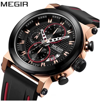 

Rubber Band Men Watch Military Sport Gold Chronograph Top Brand Luxury Clock Relogio Masculino