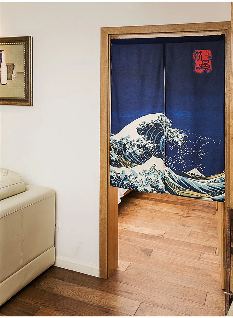 US $31 82 OFF Japan Style Cotton Linen Kitchen Door Curtain Decorative Room Divider Partition THE GREAT WAVE Prints Lucky Curtain HTB1 L1mOFXXXXceXpXXq6xXFXXXn