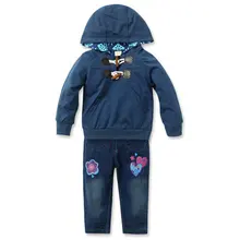 2 ~ 5 Years Old spring autumn new fashion girls hoodies sport suit Girls Sweater Fall Suit Hooded Sweater Jeans Sets H1
