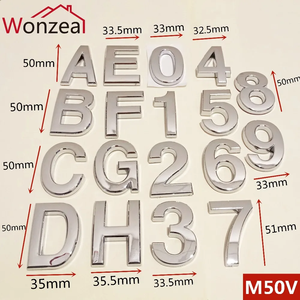 Высота 50 мм пластиковая дверная пластина 0123456789ABCDEFGH современный адрес двери Серебряная Табличка номер дом отель стикер с цифрами табличка знак