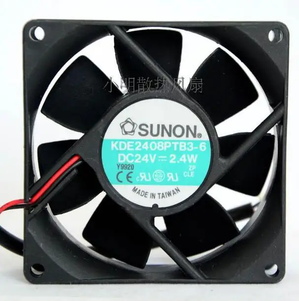 Фото KDE2408PTB3-6 DC24v 80*80*25 мм 2,4 Вт 2-проводной вентилятор №2