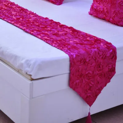 Романтические красные розы, кровать бегун, роскошное мягкое розовое постельное белье, постельные принадлежности, шарф для свадьбы, дома, отеля, спальни, украшения - Цвет: Veemi B